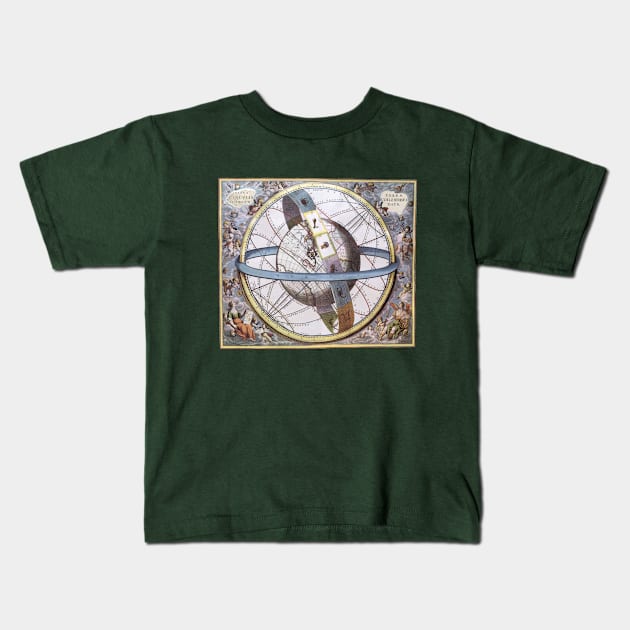 The Ptolemaic Universe by Andreas Cellarius from Harmonia Macrocosmica Kids T-Shirt by MasterpieceCafe